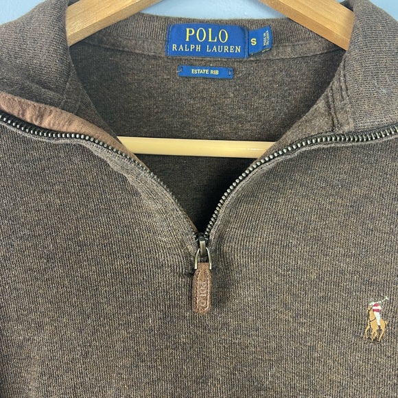 Polo by Ralph Lauren Estate Rib Brown Half Zip Sweater | Size Small - Picture 5 of 6